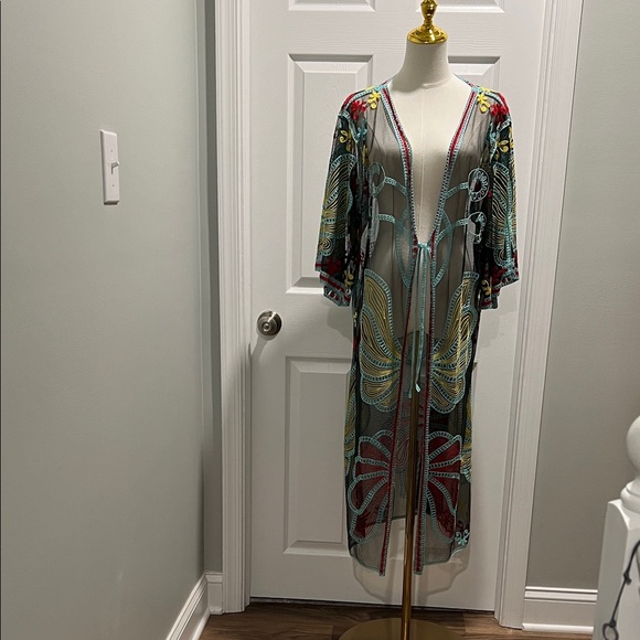 Embroidered Sheer Robe - Picture 2 of 5